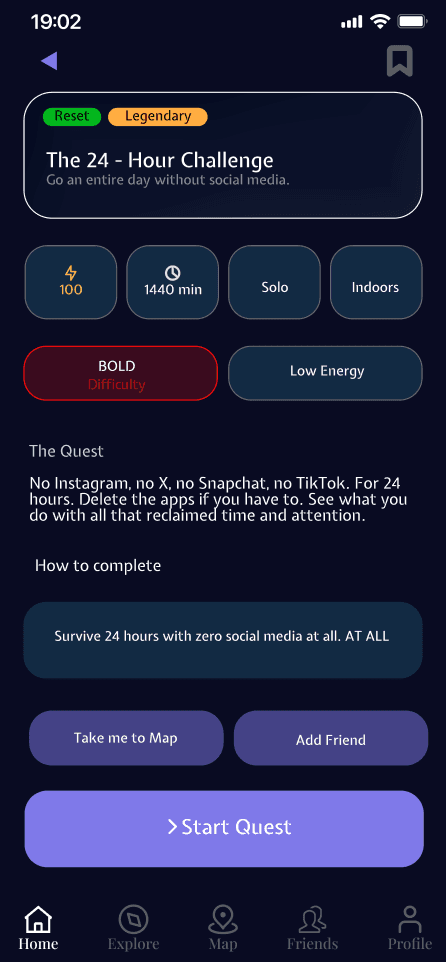 SideQuest quest card design